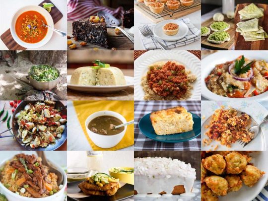 A variety of Caribbean foods