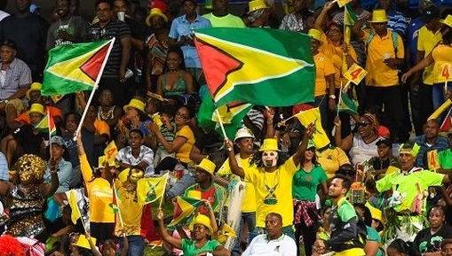 Cricket fans in Providence Stadium, Guyana